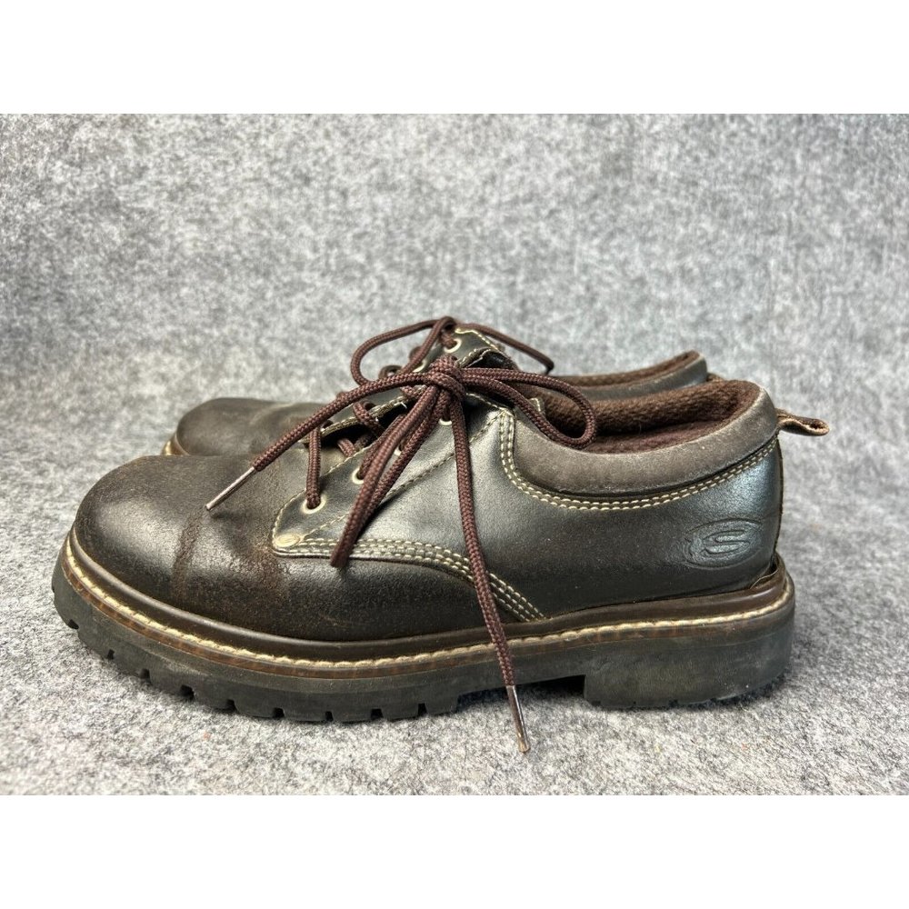 Vintage Sketcher Low Top Oxford Chunky Shoe Womens 8 Brown Leather Brown Leather